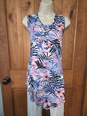Serendipity Floral‎ Tropical Tunic in Pink Blue & Purple
